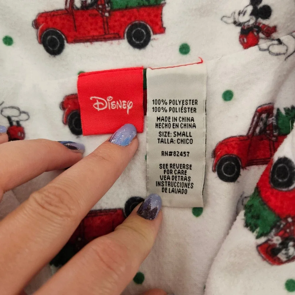 Disney Mickey Mouse Christmas Truck Button Up Flannel Night Shirt.‎ Size S - Picture 5 of 6